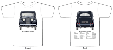 Austin 10 Saloon 1939-40 T-shirt Front & Back